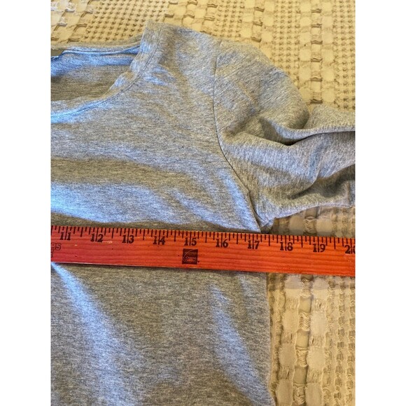 Marled Reunited Clothing Blouse size Small Gray T Shirt Top Blue White Striped - Picture 8 of 9